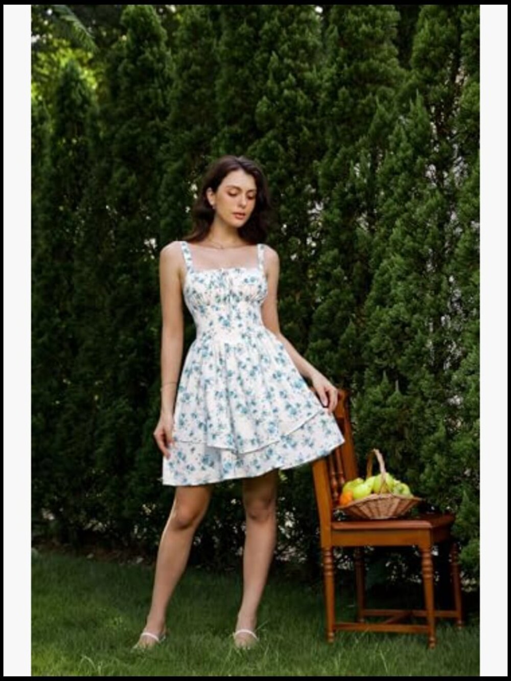 Polyester Elastane Floral Mini Corset Dress with Pockets A-Line Sundress - Picture 3 of 7